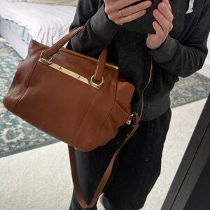 Chloe Tan Leather Satchel with Gold Detail